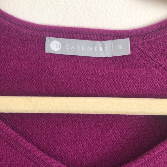 inCashmere Womens Sz Small 100% Cashmere Purple Pullover Mink Fur - Picture 5 of 7